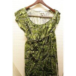 Harlow & Rose Women’s Green White Floral Wrap Maxi Dress V-Neck XL Shoulder
